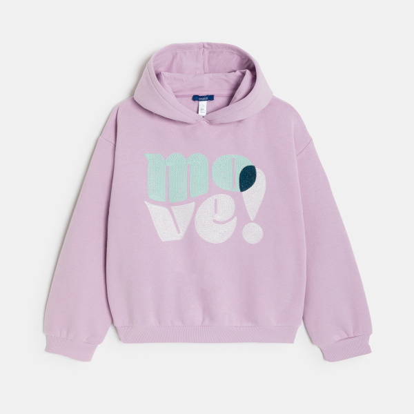 سويت شيرت بطبعة رسالة، باللون البنفسجي للفتيات